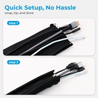 Organizador de Cables de Neopreno Duradero de 1000x100mm, Funda Protectora Antipolvo para Cables, Protector de Cables de Computadora con Hebilla y Cremallera