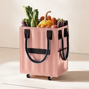 Chariot de courses pliable avec poignée rétractable, roues silencieuses, léger, pratique, en tissu Oxford, pour les courses - Product Image 4