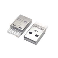 Conector USB 2.0 Tipo A Macho de 4 Pines con Contactos de Cobre, 1.5A/30V, Montaje de Terminal para Soldar, Cuerpo Corto para Cables de Datos