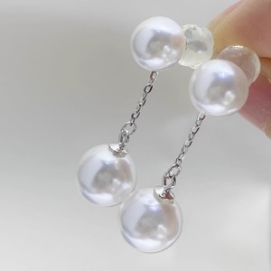 22569 Accessoires de perles DIY, support vide pour boucles d'oreilles en argent S925 avec perles rondes de 9-10 mm, détachable, or/argent, boucles d'oreilles DIY - Product Image 1