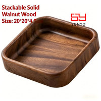SUNYO Assiette à dessert et plateau à collation en bois massif gravé, écologique, moderne et luxueux, pour les fêtes, service de fruits secs