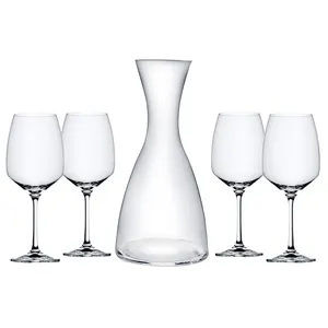 Ev dekorasyon kurşunsuz kristal viski şarap yemek masası cam 6 bardak kristal sürahi setleri