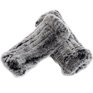 Mitaines en tricot personnalisées de haute qualité, <span class=keywords><strong>gants</strong></span> d'hiver en fourrure de Chinchilla sans doigts pour femmes, <span class=keywords><strong>gants</strong></span> en vraie fourrure de lapin Rex - Product Image 2