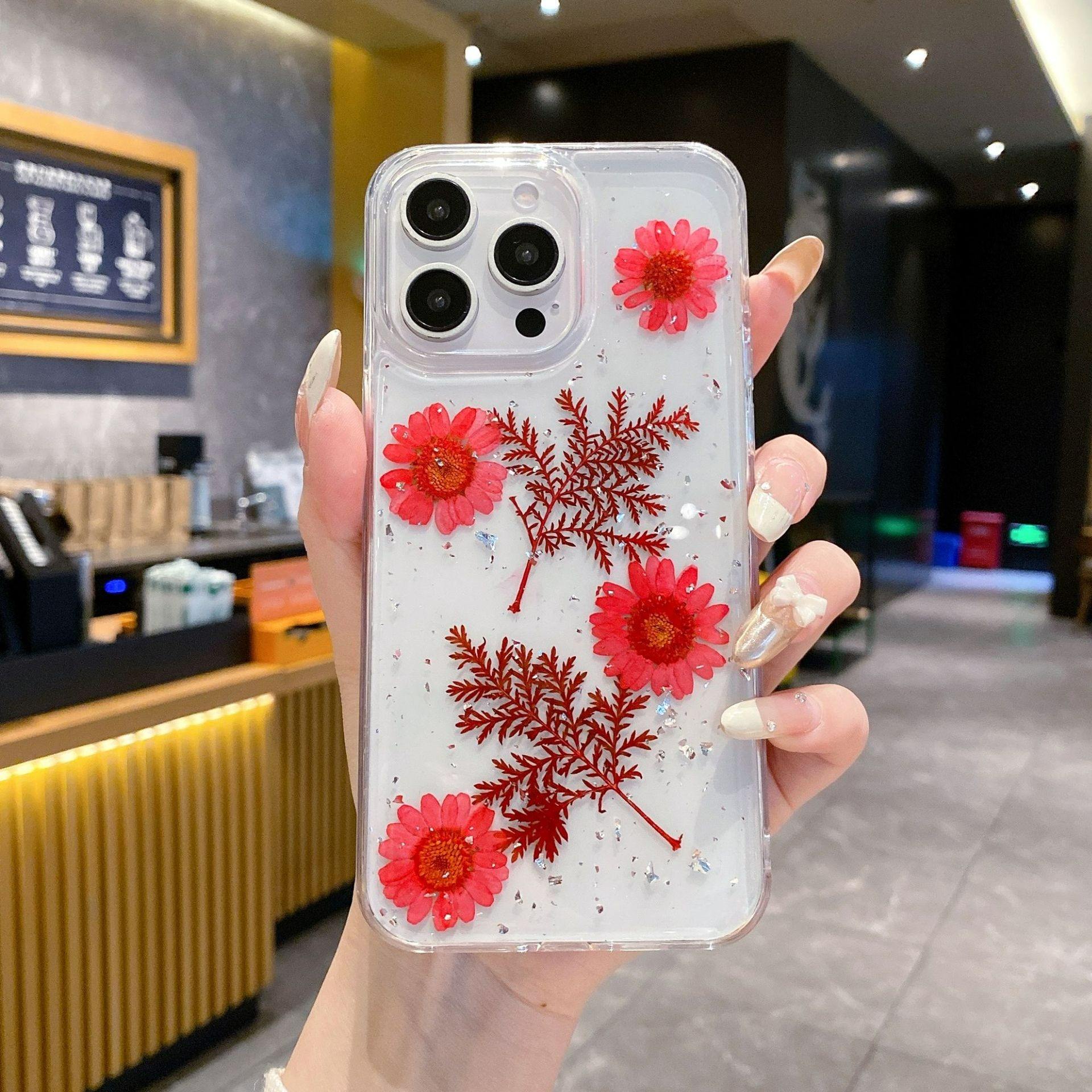 Real Flower Phone Case for Iphone 16 Pro Max Tpu Material With
