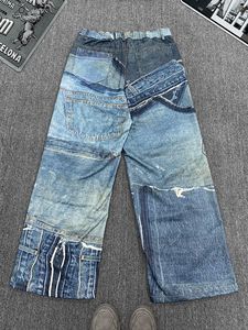 Jeans <span class=keywords><strong>Azul</strong></span> Oscuro para Hombre y Jeans Bling para Hombre en Diseños Originales de Patchwork, Holgados o Desgastados con Lavado Vintage - Product Image 2