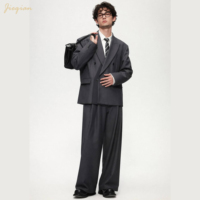 Costume 2 pièces surdimensionné pour homme : style streetwear, coupe ample, tissu extensible TR, lavable en machine, personnalisation en petite série, faible MOQ