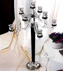 9 bras table de mariage centres de table noir candélabre en cristal pour les mariages MH-1623 - Product Image 1