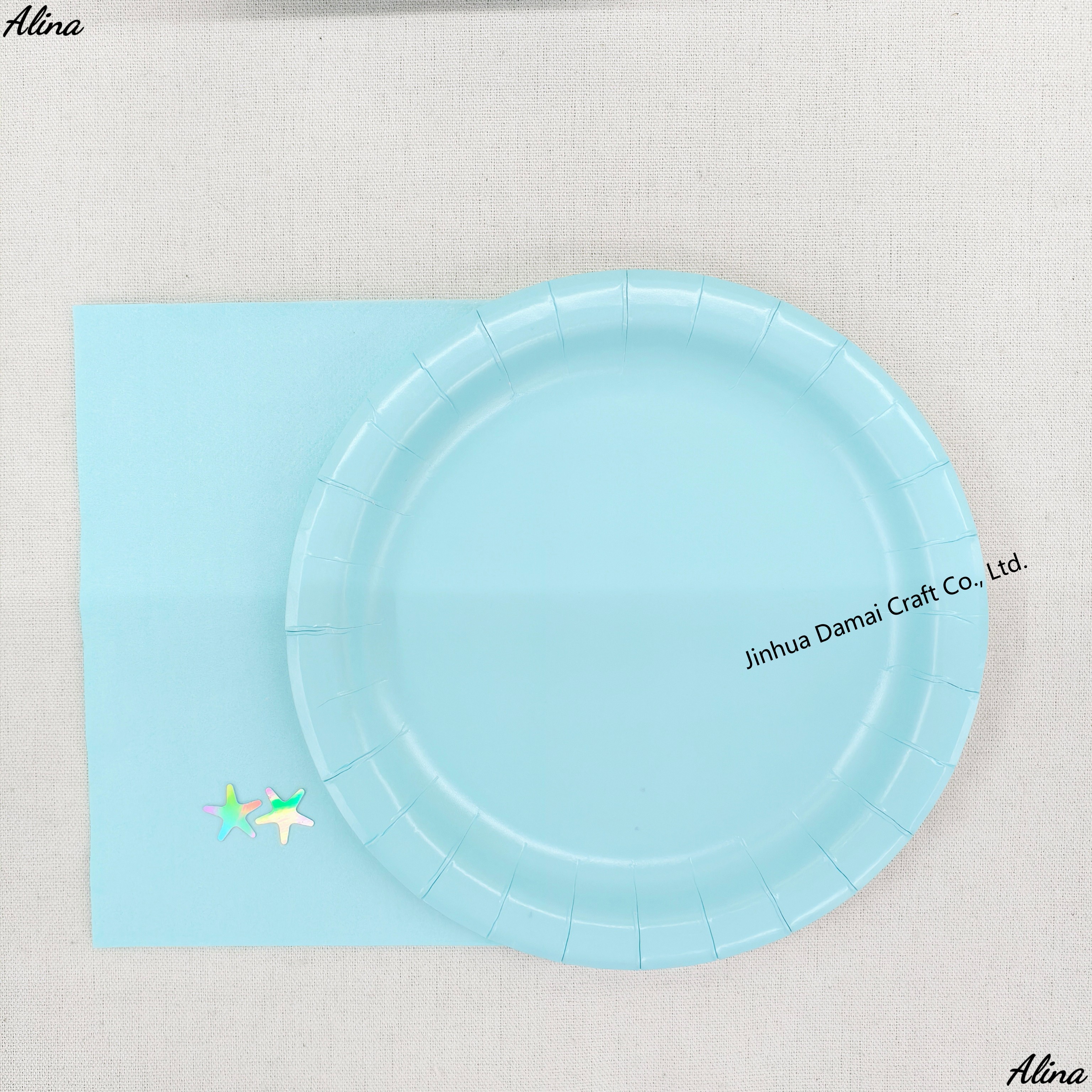 จานสีฟ้า 7 นิ้ว*10 ชิ้น