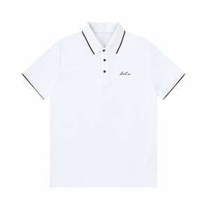 <span class=keywords><strong>Polo</strong></span> da <span class=keywords><strong>Uomo</strong></span> Personalizzata in Piqué Bianco con Colletto e Polsini a Costine, Dettagli Neri a Contrasto, Tre Bottoni, Casual Streetwear, Manica Corta, ODM - Product Image 1