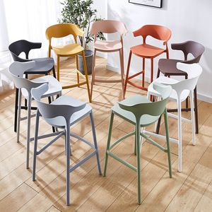 Tabouret <span class=keywords><strong>de</strong></span> <span class=keywords><strong>bar</strong></span> empilable en plastique, style nordique minimaliste moderne, pour la maison, le salon, la salle à manger, <span class=keywords><strong>chaise</strong></span> haute design créative - Product Image 6