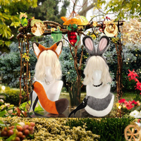 Accessoires de déguisement pour Halloween et Noël : Bandeau et queue de renard ou de lapin pour fête, performance, cosplay, unisexe adulte