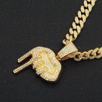 Collier pendentif lèvres gouttelettes style Iced Out, entièrement pavé de zircone cubique, chaîne cubaine en or et argent, bijoux Hip Hop Bling pour unisexe