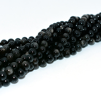 Perles en vrac d'obsidienne d'argent 100% naturel, prix d'usine de gros 4/6/8/10/12/14/16mm