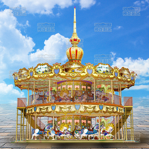 Bán chạy nhất xoay Carousel nhà sản xuất trẻ em ngoài trời hai tầng Carousel đi xe - Product Image 6