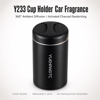 YUEHANGTC Diffuseur de parfum pour voiture à fixation sur porte-gobelet, diffusion ambiantale à 360°, désodorisant au charbon actif, à base végétale