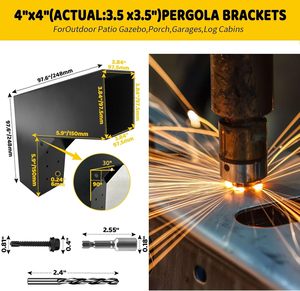 Support de poteau en bois robuste pour bricolage 30 °   Supports de toit de pergola en L inclinés à 2 voies pour pavillon, véranda, terrasse - Product Image 5