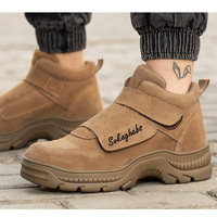 Chaussures de Sécurité Professionnelles en Cuir Daim de Vache avec Semelle Extérieure en Caoutchouc, Type Bottes de Travail, pour Hommes
