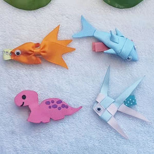 Petit bébé filles dessin animé lamantin dauphin poisson rouge petit ruban cheveux arc avec demi-doublé clip enfants <span class=keywords><strong>barrette</strong></span> - Product Image 4