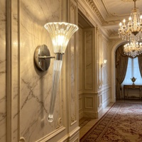 Lustre mural LED de luxe en cristal transparent style Mille français, intensité réglable, garantie 10 ans pour villa, salon, salle à manger