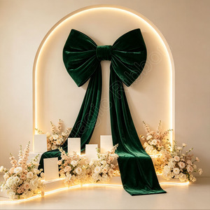 E-Magic Xmas Red Velvet Ribbon Bow Large Christmas Tree Topper Bow Decorative Ribbon Bows With Long Tails - Product Image 6