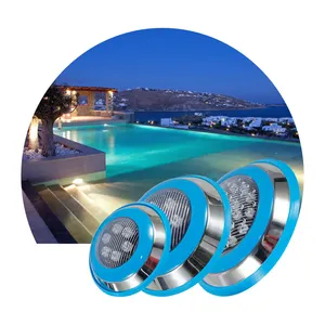 Outdoor ip68 18w dc12v stainless 304 316 waterfall wall mounted underwater lighting rgb waterproof led swimming pool light