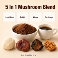 Café aux champignons Demeter en poudre instantanée, mélange 5-en-1 et 12-en-1 avec extrait de Reishi, Chaga, Crinière de lion et Cordyceps, support OEM