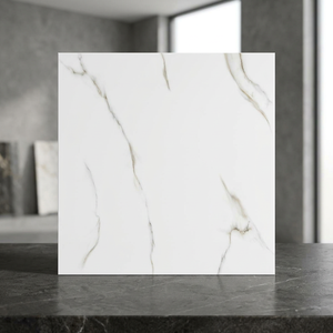 กระเบื้องพอร์ซเลนเคลือบเงา Arctic White Carrara ขนาด 24x24 นิ้ว หนา 8 มม. ลายหินอ่อนขัดเงา คุณภาพพรีเมียมสำหรับปูพื้น - Product Image 2