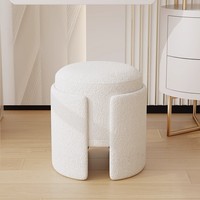 Tabouret de maquillage familial en velours rouge, petit, de luxe léger et contemporain, avec base en filet, pour chambre, appartement, villa, coiffeuse