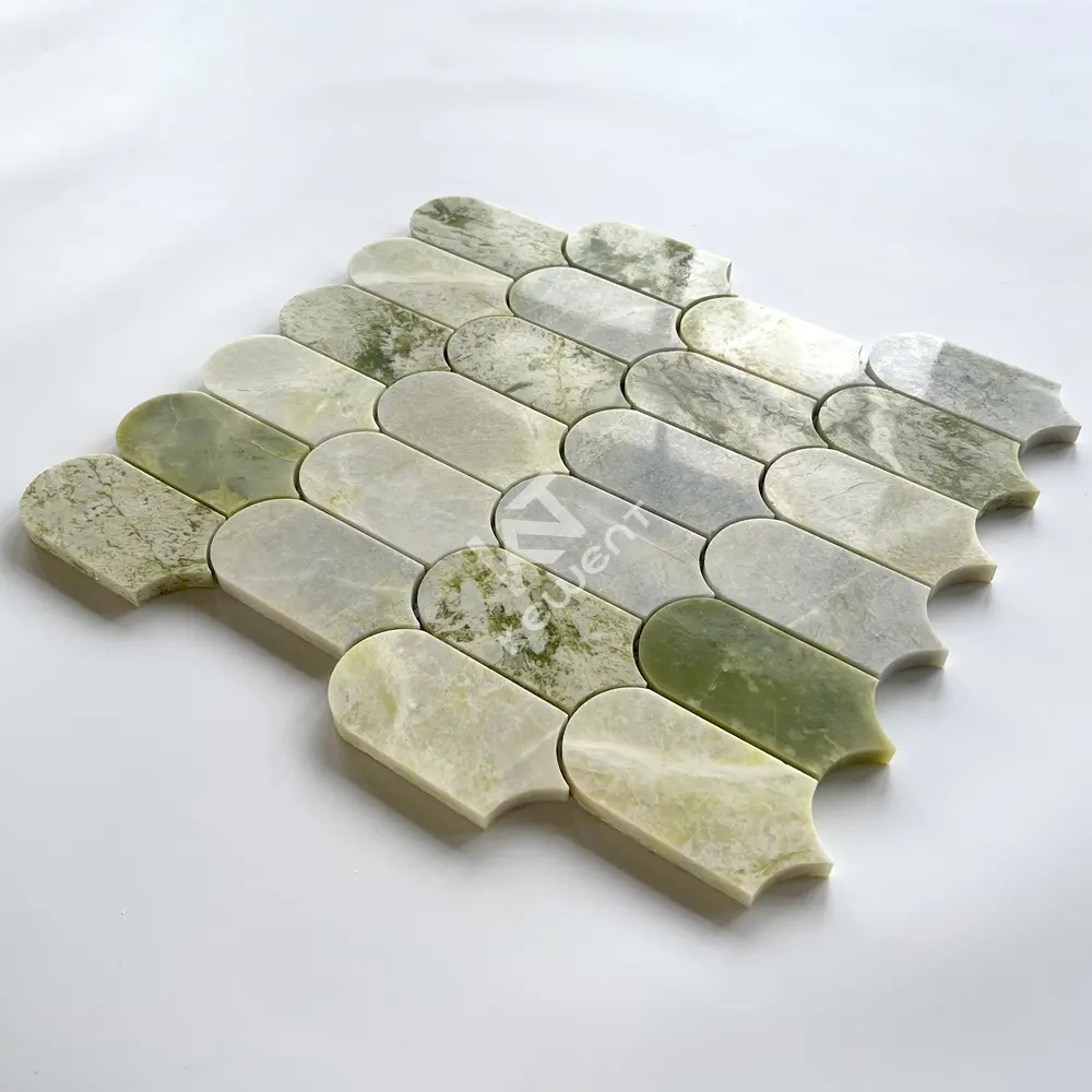 Kewent Foshan Mosaico Marmo 녹색과 흰색 천연석 모자이크 대리석 타일