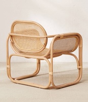 Fauteuil vintage en rotin naturel, chaise de loisirs élégante pour chambre ou hôtel