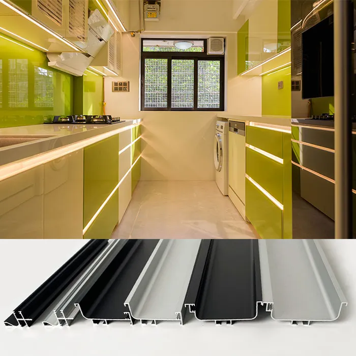 Gola-Sistema de manija para gabinete de cocina, Perfil Horizontal en forma de L, Perfil de canal de aluminio