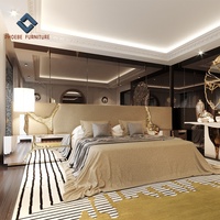Ensemble de meubles de chambre à coucher moderne de style métallique doré, tête de lit de luxe, lit king size, classique