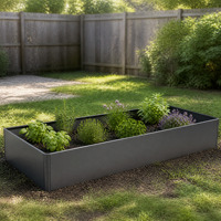 Jardinière en acier galvanisé sans fond, bac à fleurs en métal, jardinière de jardin extérieure, résistante à la rouille, pour fleurs et légumes