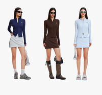 Vêtements de sport en nylon personnalisés des fabricants, vêtements de détente, veste deux pièces grande taille, ensemble d'entraînement avec jupe courte de yoga pour femmes