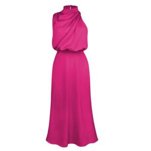 Robe de soirée sirène asymétrique en satin à col montant sans manches - Product Image 3