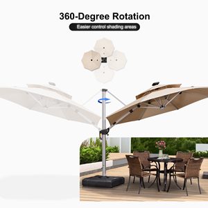 Sombrilla de Patio Colgante de Aluminio de 3 Metros con Luces LED Solares, Modelo Deluxe Offset 360 Plataforma Giratoria para Exteriores, Jardín, Patio Trasero, Piscina - Product Image 4