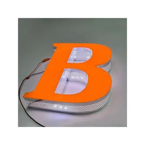 Reclame Verlicht Buitenlicht Led Brief Gebouw Winkel Voorbord 3d Acryl Licht Up Custom Logo Elektronisch Teken