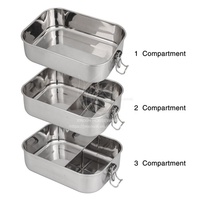 Boîte à lunch hermétique anti-fuite en acier inoxydable 304, boîte à lunch bento réutilisable en métal, boîte à lunch tiffin