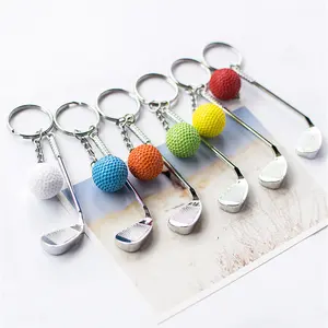 Penjualan terlaris lucu kreatif olahraga klub hadiah gantungan kunci logam 3D Golf Mini bentuk gantungan kunci