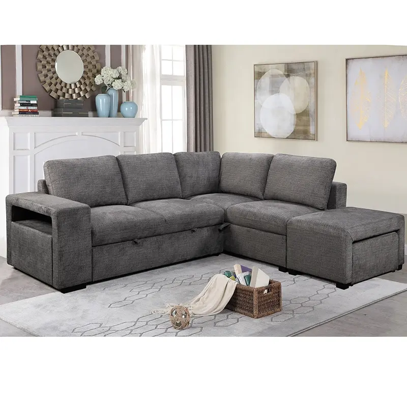 Canapé-lit de salon moderne Fourniture directe d'usine de luxe 2P avec armoire Ensemble de meubles rembourrés