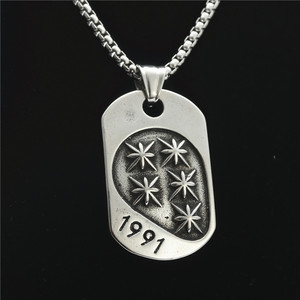 Yunnique – pendentif étoile en acier inoxydable 1991, collier pour hommes, style Punk rétro, breloque Dog Tag, bijoux à la mode - Product Image 1