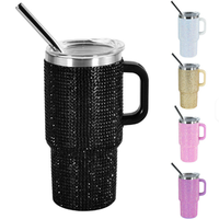 Gobelet isotherme personnalisé en acier inoxydable à double paroi de 5 oz, orné de strass, pour cosmétiques, motif diamant, mignon et mini