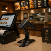 Système de point de vente 2D avec lecteur de code-barres QR, USB et support de bureau pour caissier de restaurant
