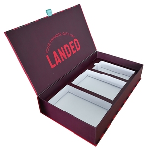 刚性设置盒高级哑光翻盖盒定制磁性礼品盒，带丝带和插入物 - Product Image 1