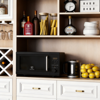 Buffet de cuisine autoportant moderne en bois avec casier à vin, porte-verres, grande capacité, rangement pour micro-ondes