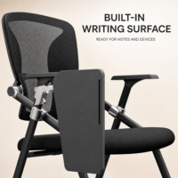 Chaise de formation pliable en gros avec tablette d'écriture, dossier en maille respirante et siège rembourré pour conférences, salles de classe et salles de séminaire