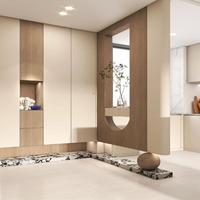Niche d'entrée artistique moderne avec vitrine, point focal tendance pour l'espace de vie