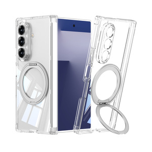 Custodia Nera Trasparente con Pellicola per Samsung Z Fold 7, Supporto Magnetico Girevole, Anello Ultra-sottile, Anti-caduta - Product Image 2