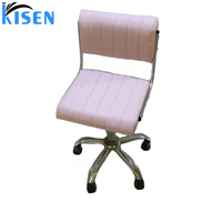 Kisen Grau-Rosa Kosmetikliege Leder Weißer Rollhocker für Schönheitssalon Moderne Bar Kleiner Friseurstuhl