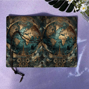 Máy tính xách tay retro A6 tốt cho các nhà văn Bài tập tự do phác thảo câu chuyện và ghi chú biên tập với bản đồ thế giới với các yếu tố hải lý - Product Image 6